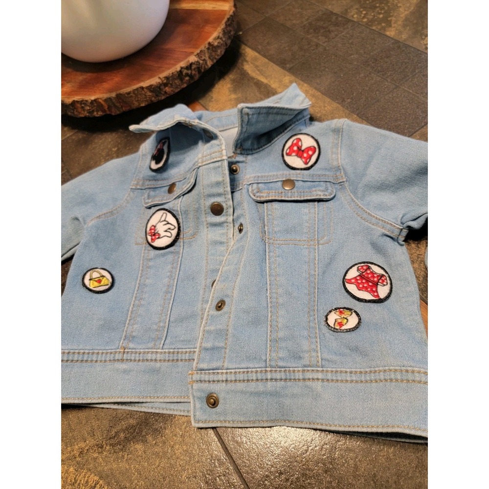 Minnie Mouse Denim Jean Jacket Tutu Couture Girls Sz 3T  Applique Patches Disney - Picture 3 of 6
